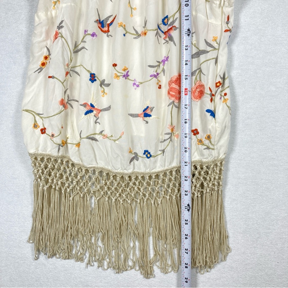 Anthropologie Gatsby Fringe Embroidered Floral Tank Top Size 10 - Picture 16 of 16